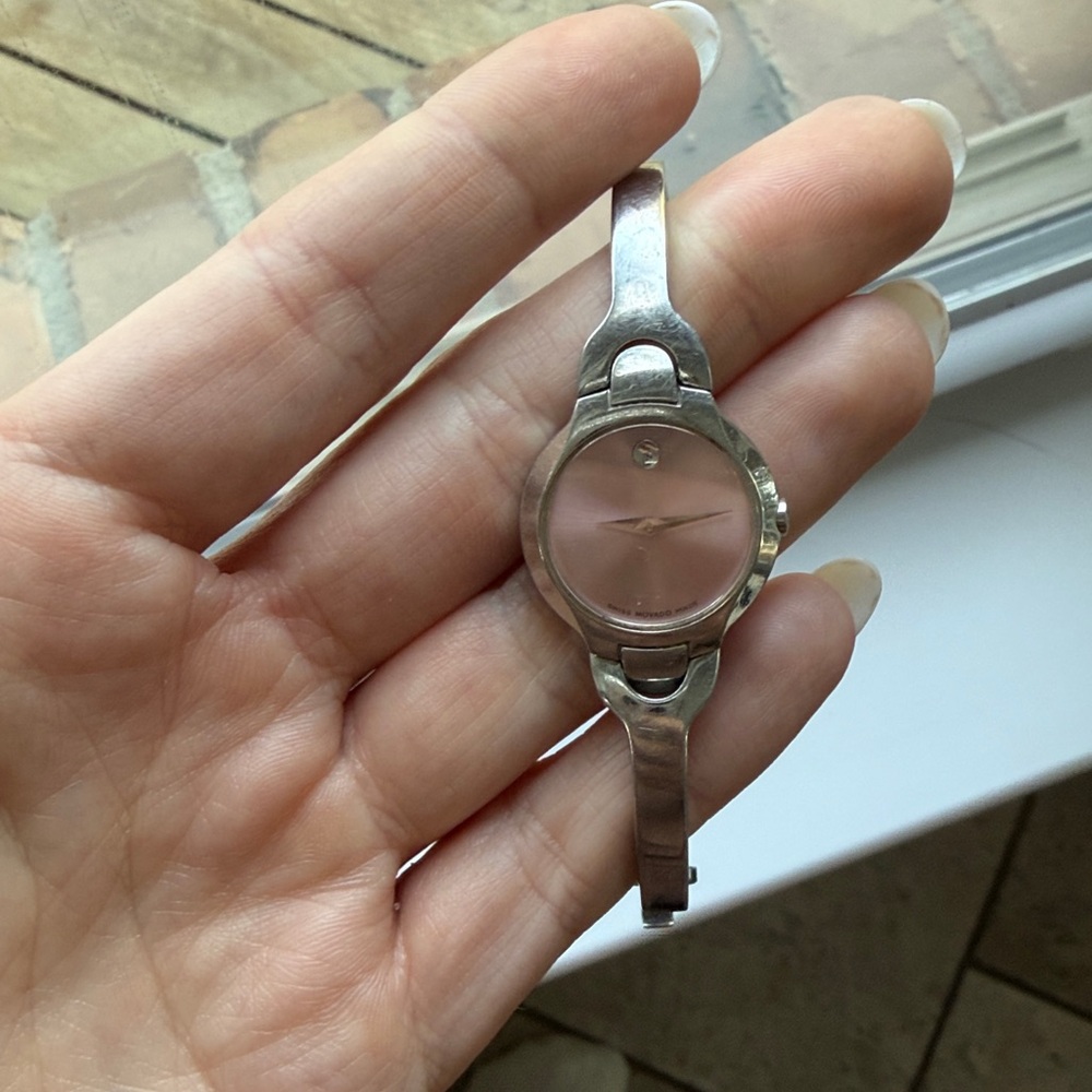 Movado Women's Pink Dial Silver Watch